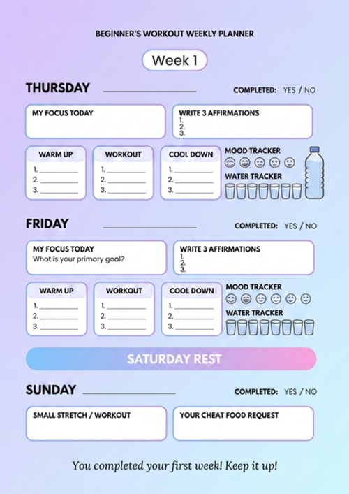 Workout & Meal Balance Chart | Digital Fitness Planner - Fit Template Hub